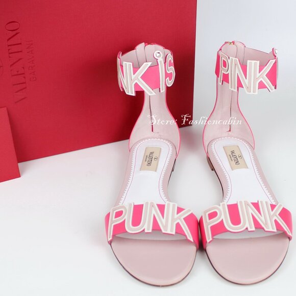 NEW VALENTINO GARAVANI Pink Leather Sandals - Picture 1 of 13